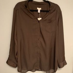 NWT Chico’s Brown button up shirt size 2x